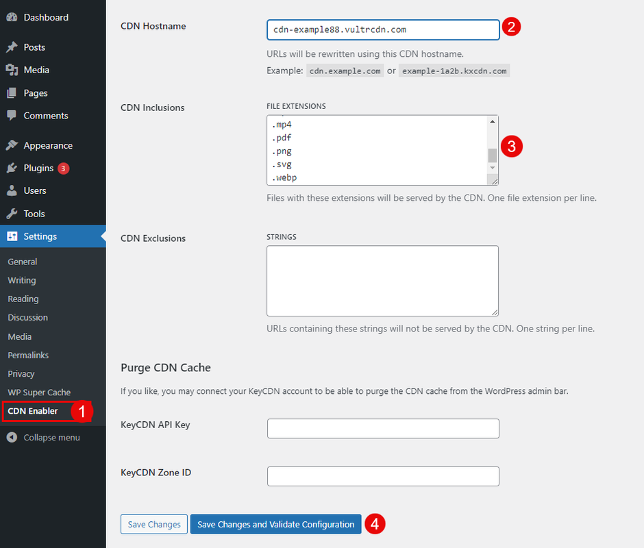 Configure the WordPress CDN Enabler Plugin