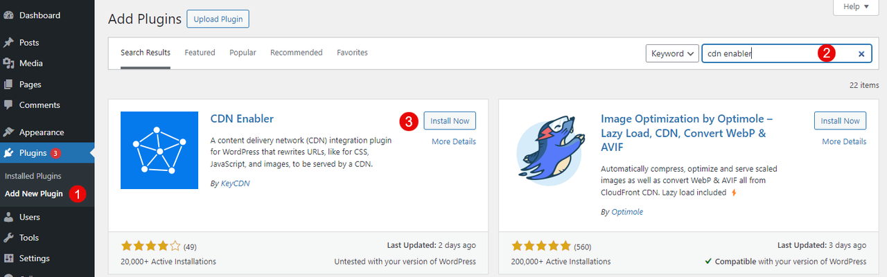 Search the CDN Enabler Plugin