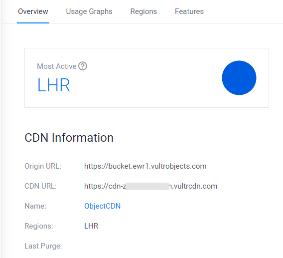 View the Vultr Object Storage CDN Information