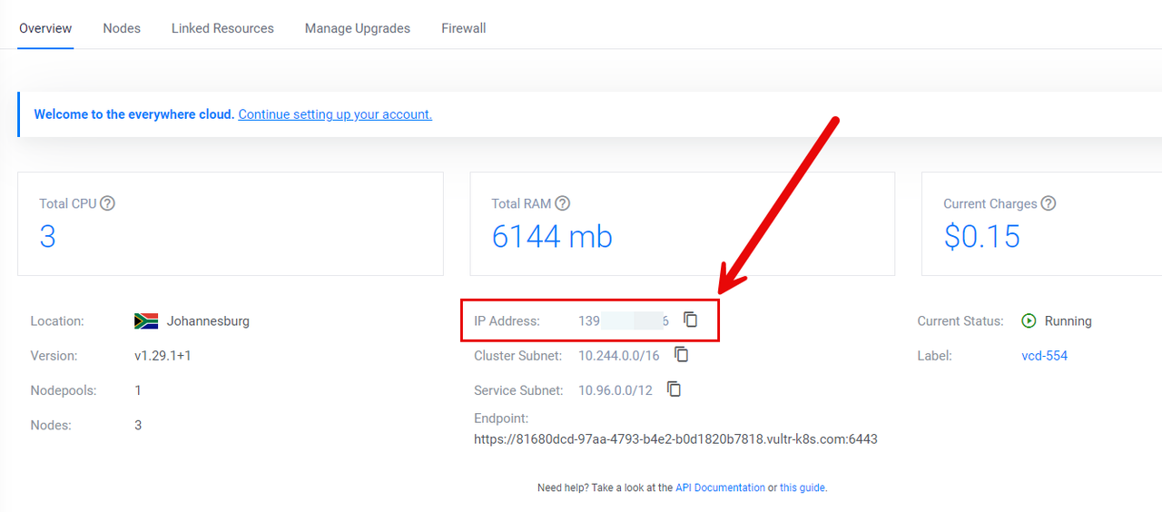 Copy VKE Public IP Address