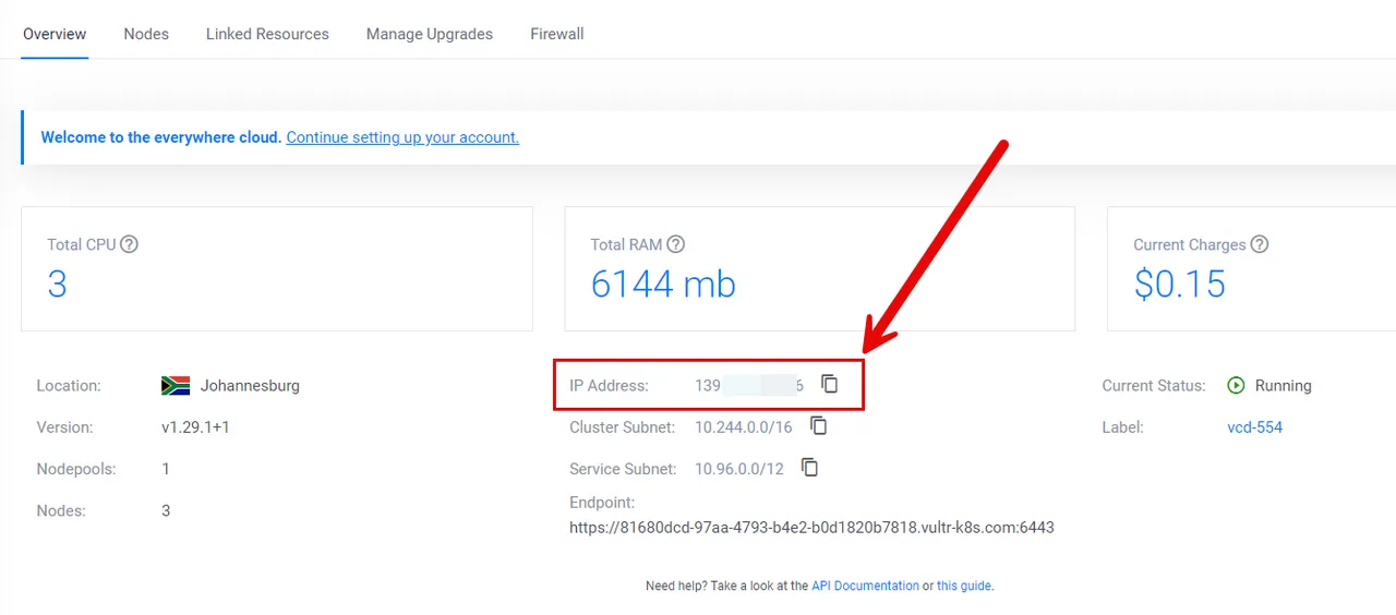Copy VKE Public IP Address