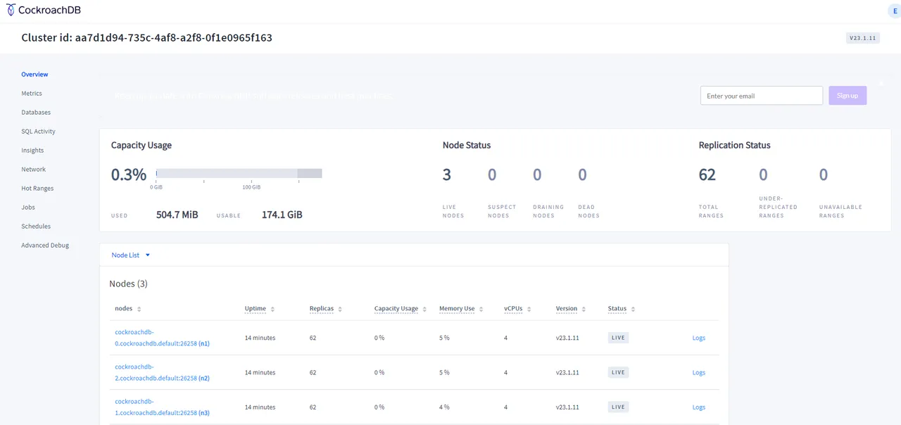The CockroachDB Management Console