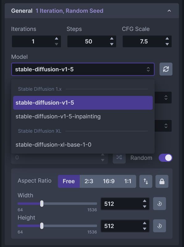 InvokeAI Model Selection