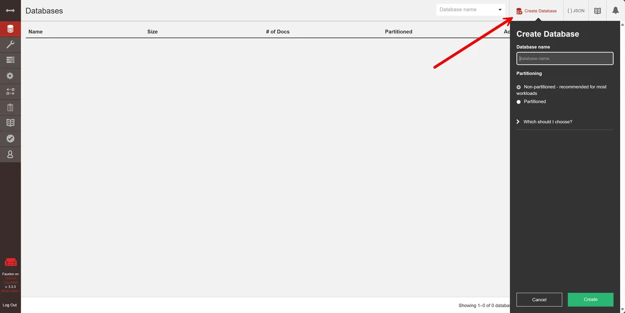 Create a New CouchDB Database using the Fauxton Web UI