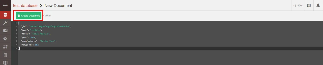 Create a Document To Store Data About a Car using the Fauxton Web UI