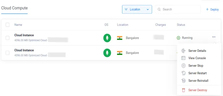 Image of server details