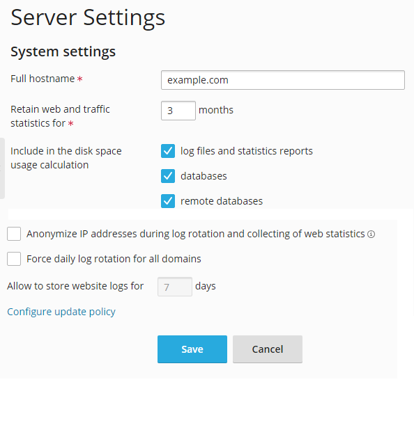 Server settings