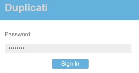 Sign in to Duplicati