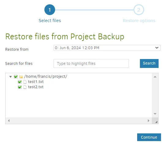 Select Restoration files
