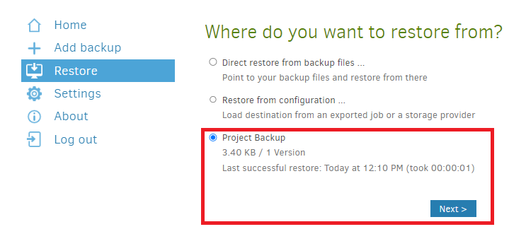 Restore Backups