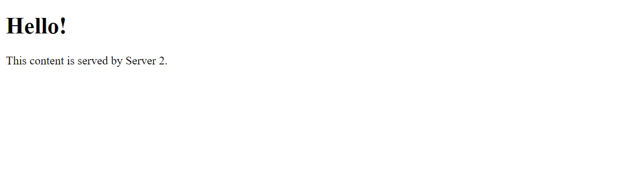 Server 2 web page contents delivered by the HAProxy Server