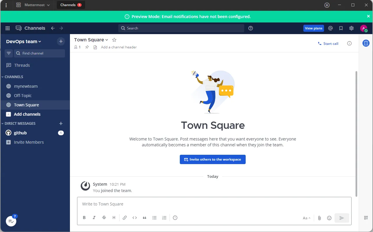 Test access to Mattermost channels