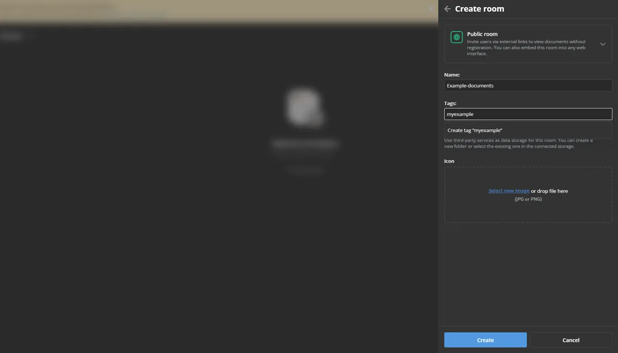 Create a new OnlyOffice room