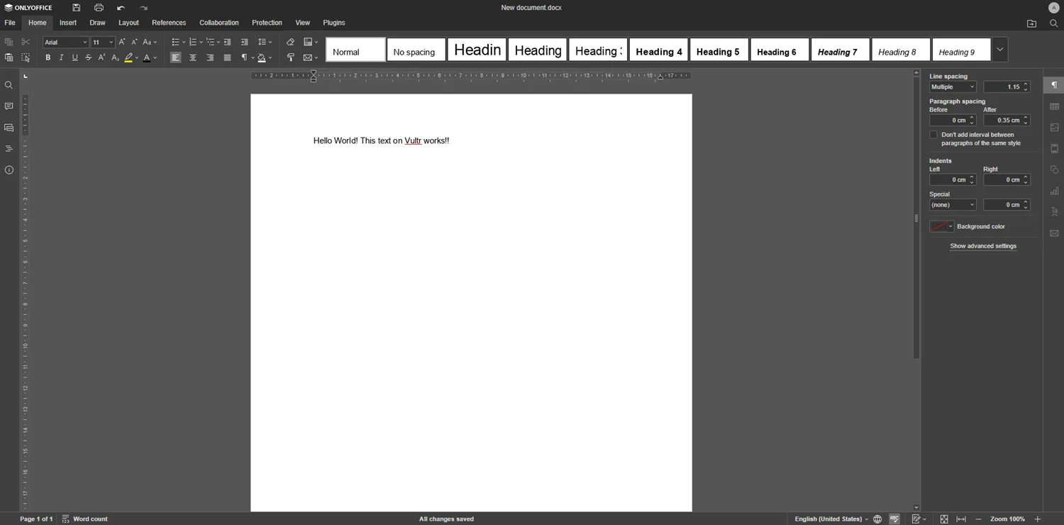 Open a new OnlyOffice Document