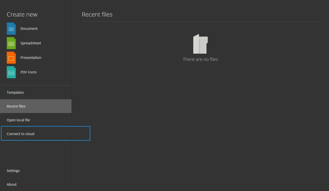 Open the OnlyOffice Desktop Editors Interface