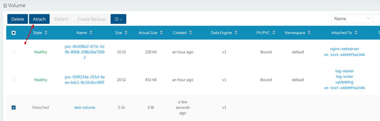 Attach a Longhorn Volume to a Node