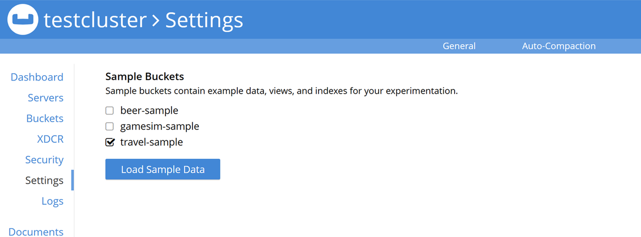 Load a The Travel Sample Dataset with the Couchbase Server Web Interface