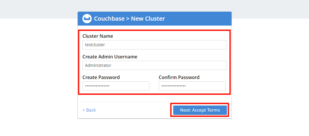 Create a new Cluster with the Couchbase Server Web Interface