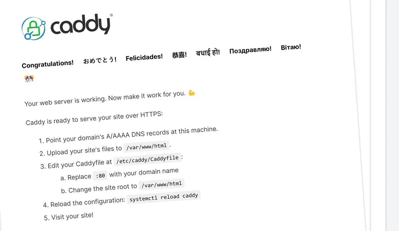 default-caddy-webpage