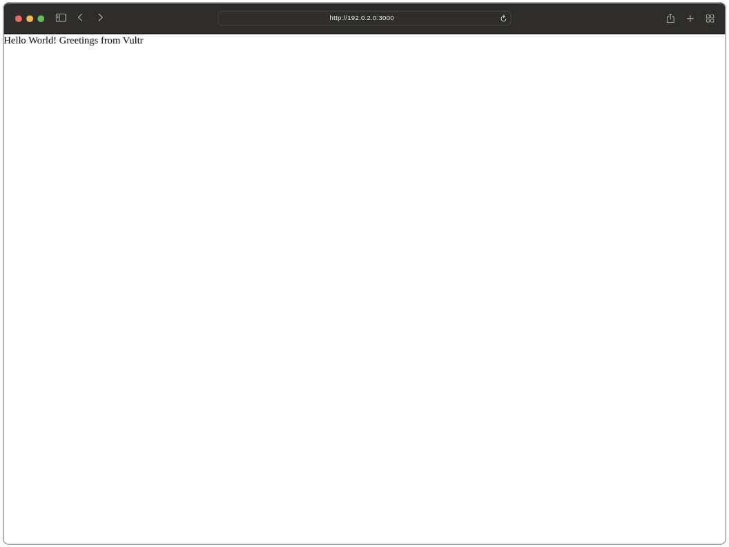 View the working Node.js application in a web browser