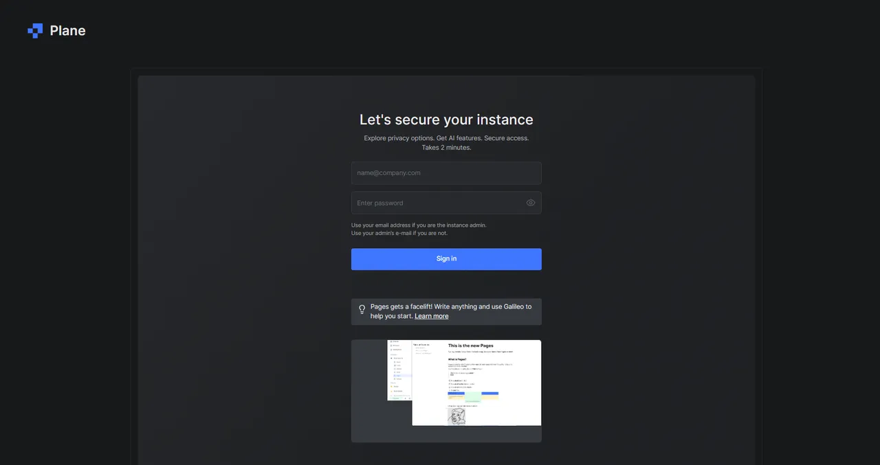 Create a Plane Administrator