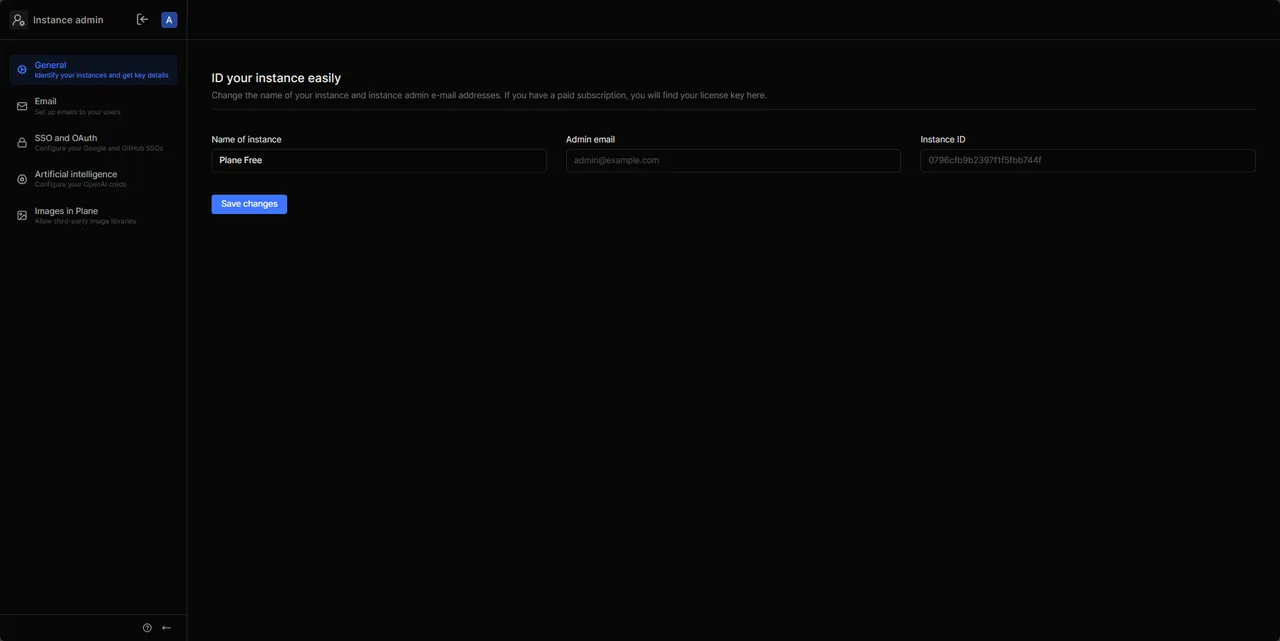 Setup Plane Instance details