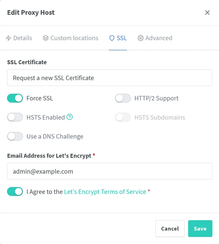 Save SSL Settings