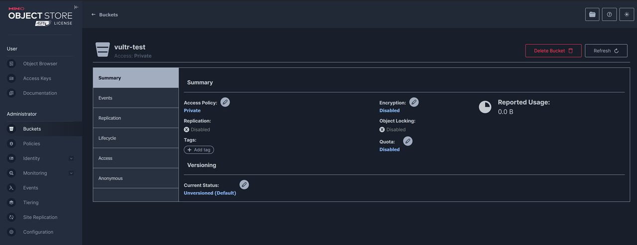 Access Bucket Properties