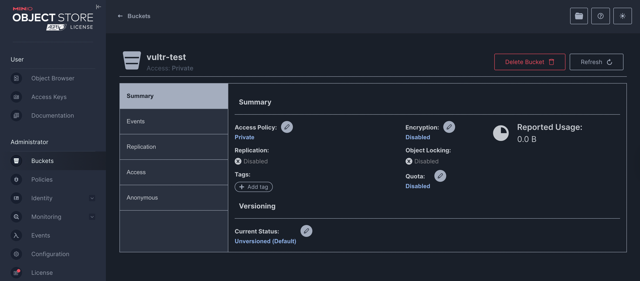 Access Bucket Properties