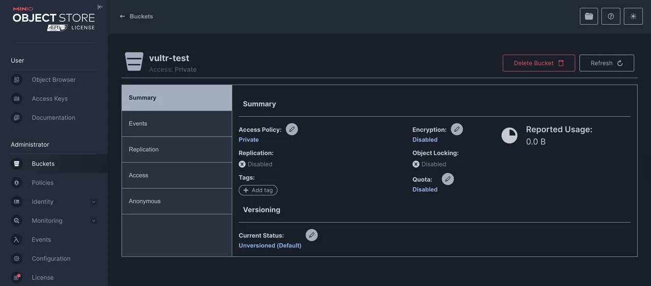 Access Bucket Properties