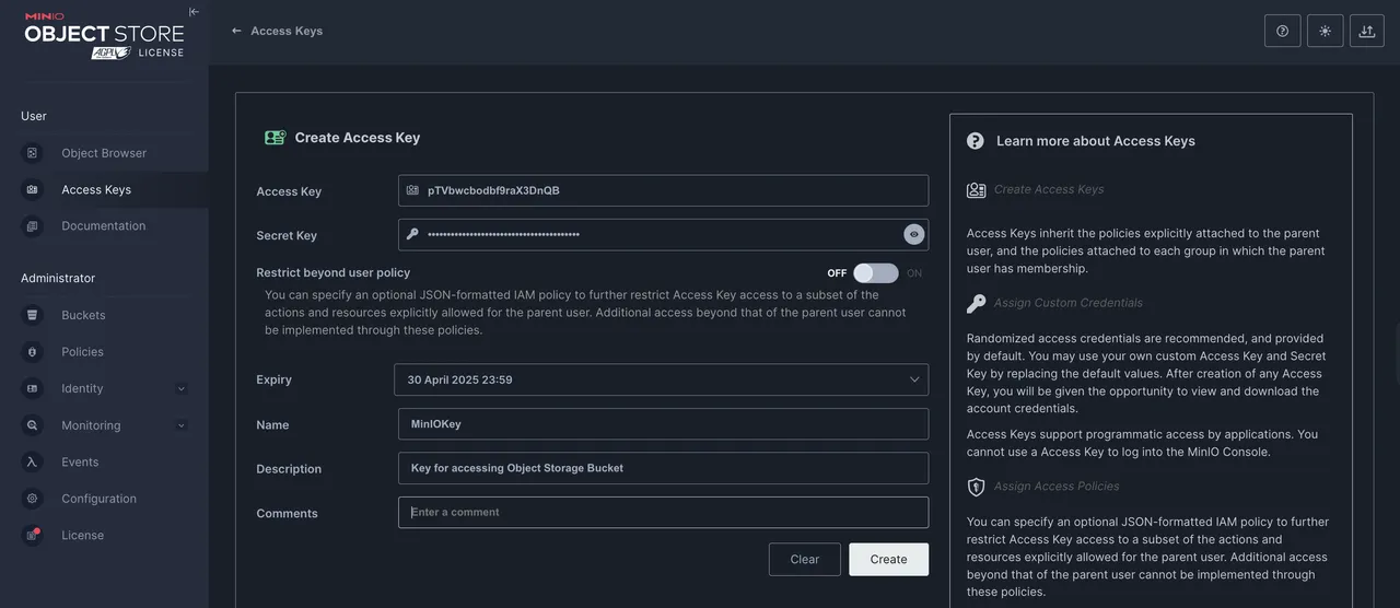 Create Access Keys