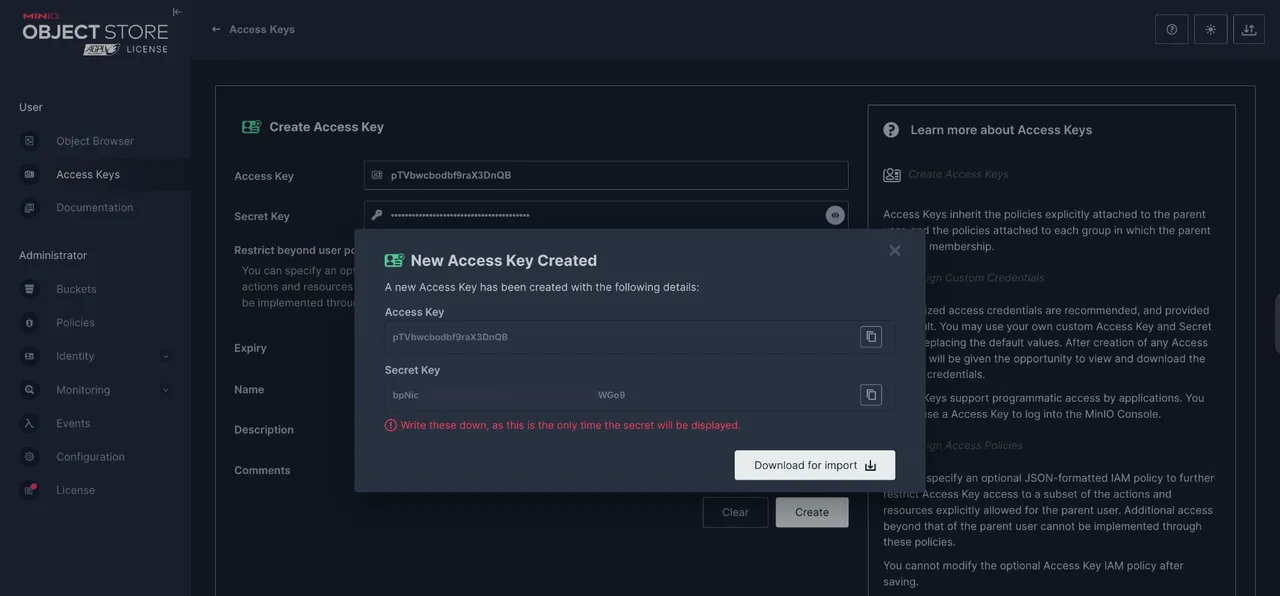 View Generated Keys