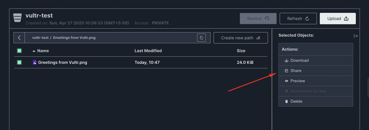 Share Object Storage Files on MinIO