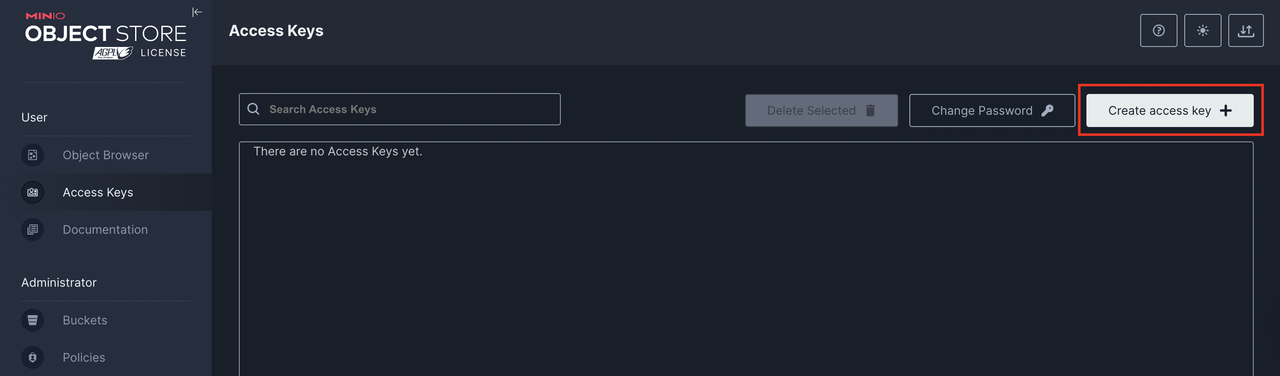 Access Keys Dashboard