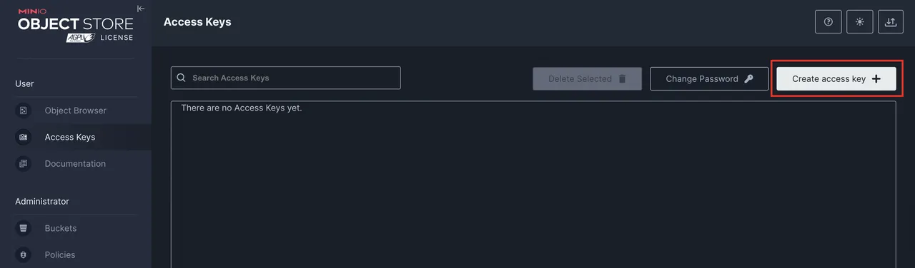 Access Keys Dashboard