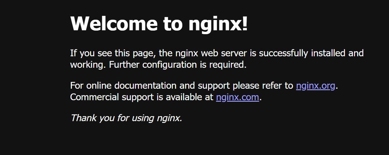 Test the Nginx installation