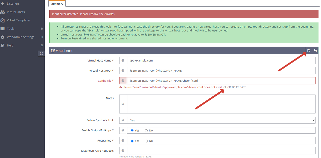 Create a new virtual host