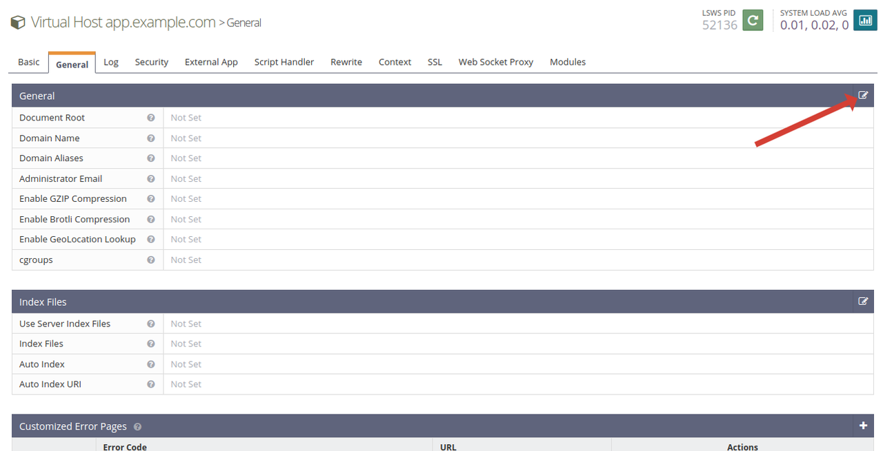 OpenLiteSpeed general configuration