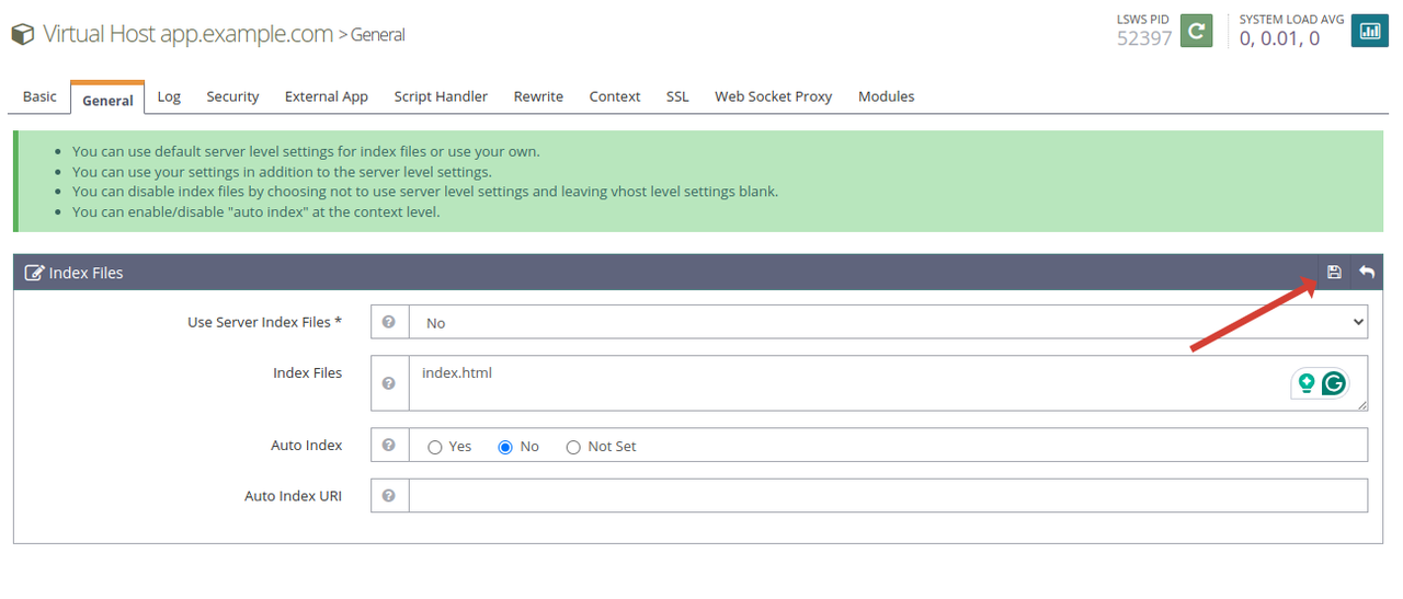 Define index file