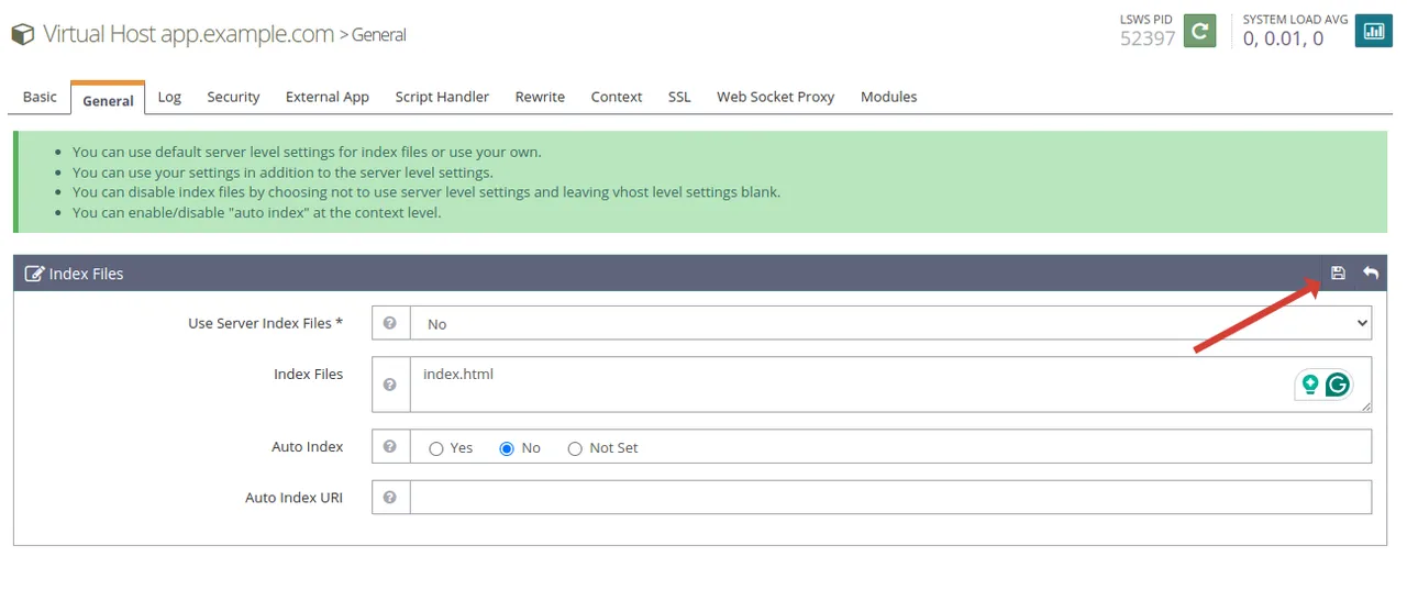 Define index file