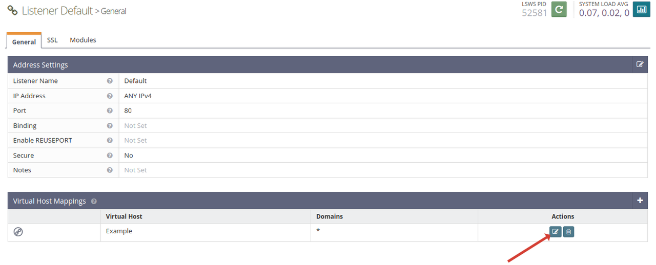 Edit virtual host mapping