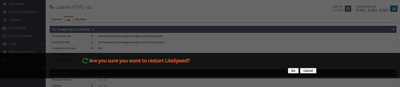 Restart LiteSpeed to Apply SSL Configurations