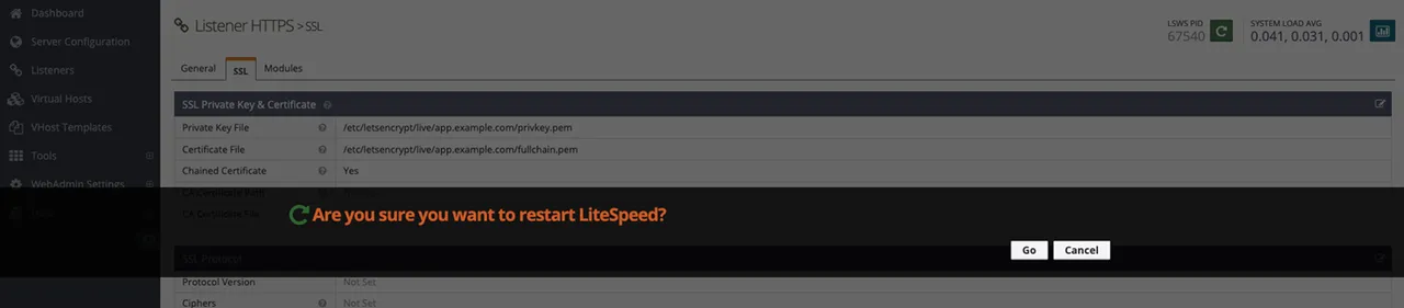 Restart LiteSpeed to Apply SSL Configurations
