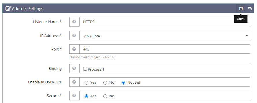 OpenLiteSpeed SSL Listener