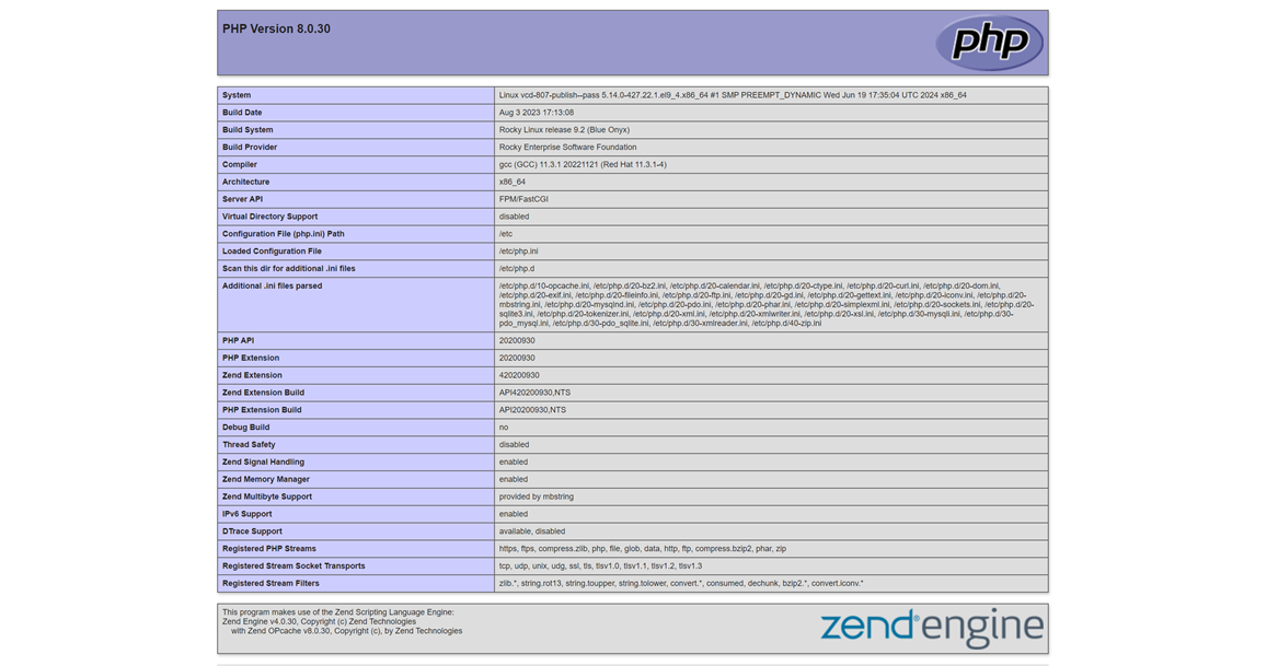 Test access to a PHP application on the LAMP server