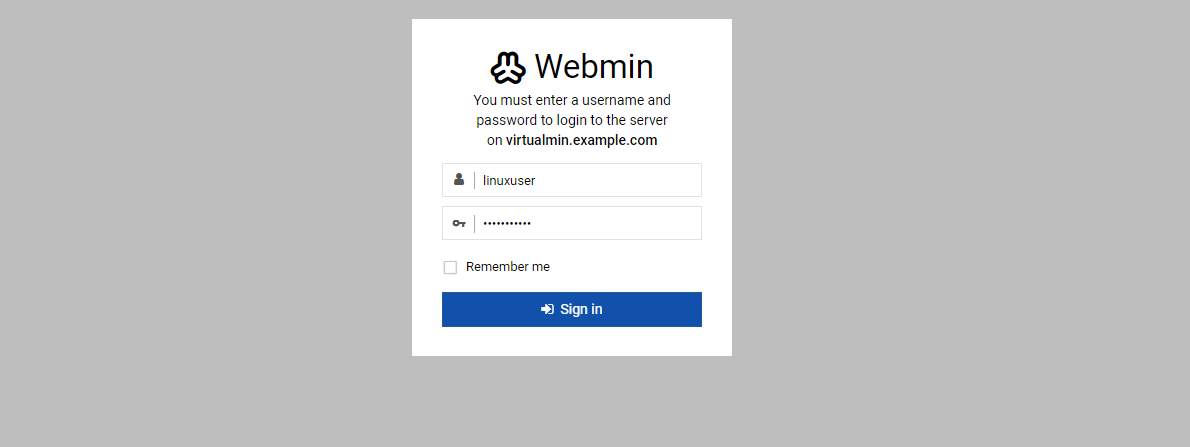 Configuring Virtualmin using the Web Interface