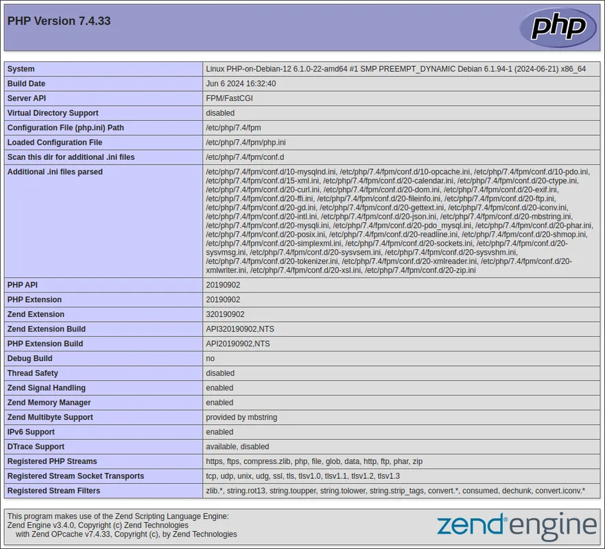 PHP 7.4 Information