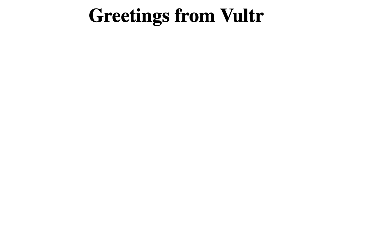 Sample Greetings from Vultr Application on a Debian 12 Server