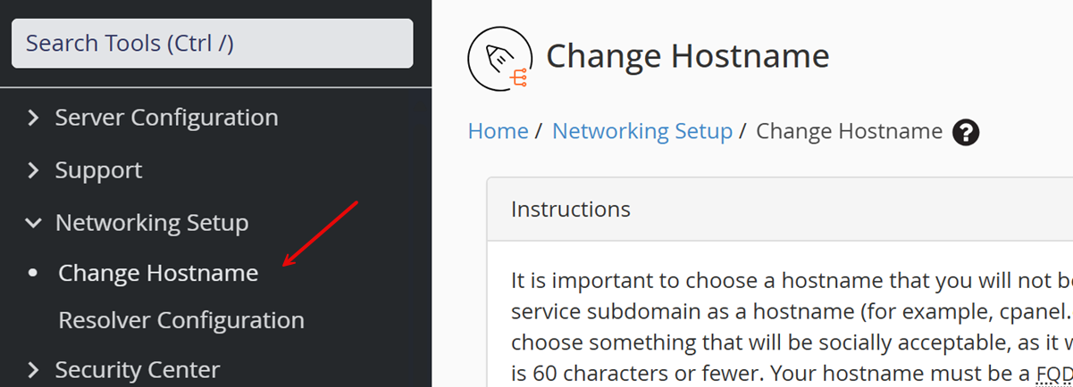 Click Networking Setup in WHM