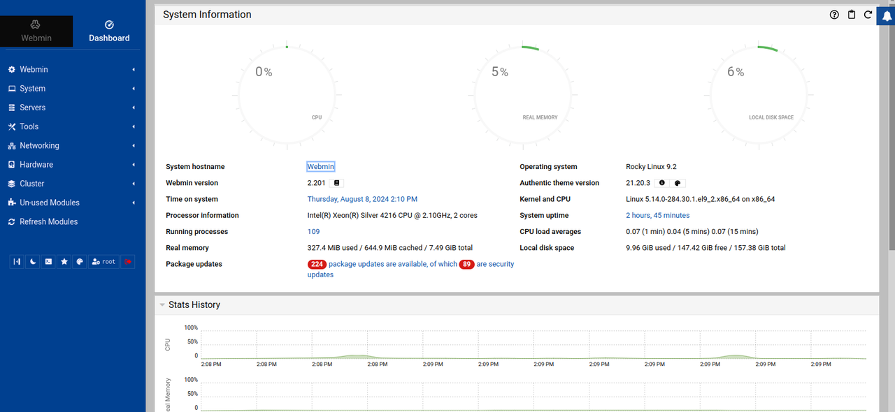 Webmin Dashboard